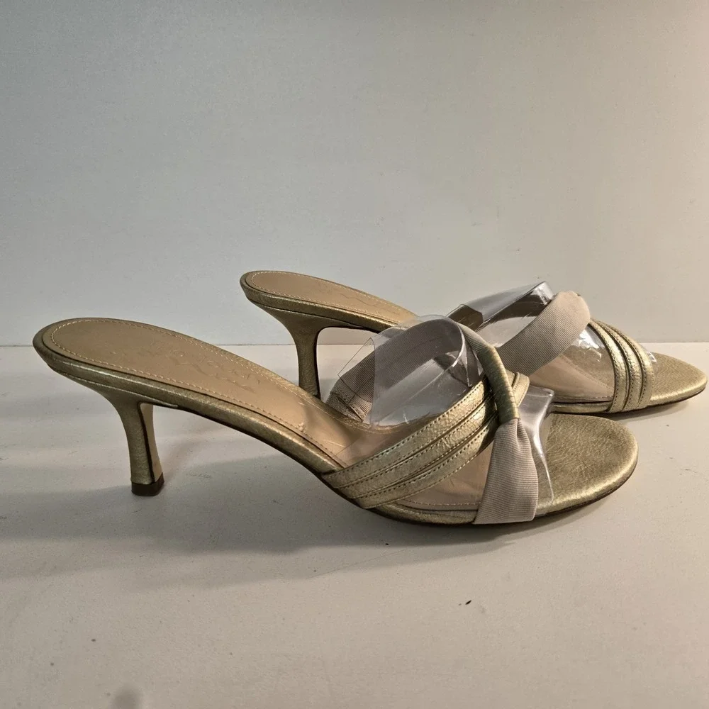 Touch Of Nina Size 8.5 Gold Grail Formal Strappy Stiletto Heel in‎ Box EUC